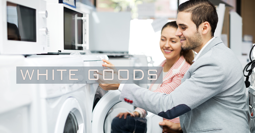 White Goods - a mann and a woman inspect a washing machine