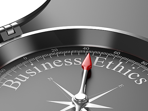 Kompass Nadel auf Business Ethics